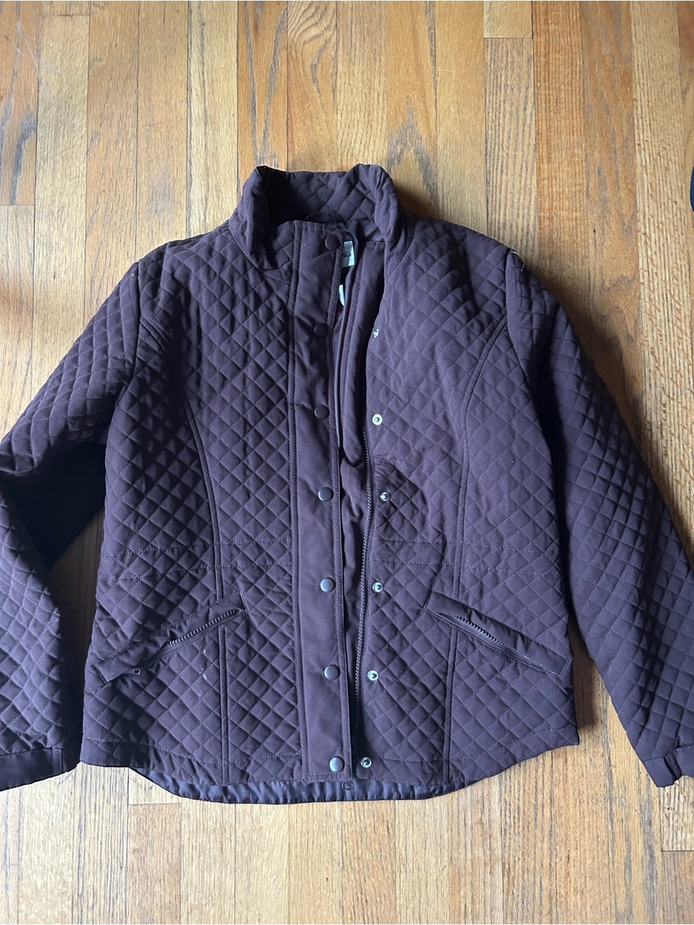 Back in the Saddle Quilted Brown Puffer Jacket with Snap & Zip Front vintage